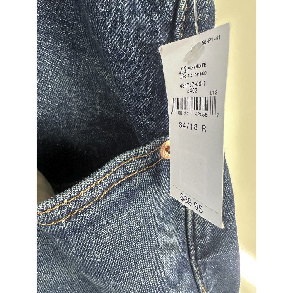 NWT GAP High Rise Stride Belted Wide Leg Jeans Raw Hem Dark Wash Plus Size 34 18 - Picture 7 of 11